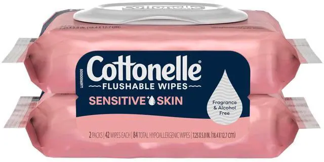 Alt view image 6 of 6 - Cottonelle Fragrance Free Flushable Wet Wipes, 2 Flip-Top Packs