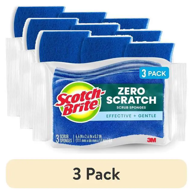 Alt view image 2 of 7 - (3 pack) Scotch-Brite Zero Scratch, Non-Scratch, Cleaning Scrub Sponge, 3 Dish Sponges