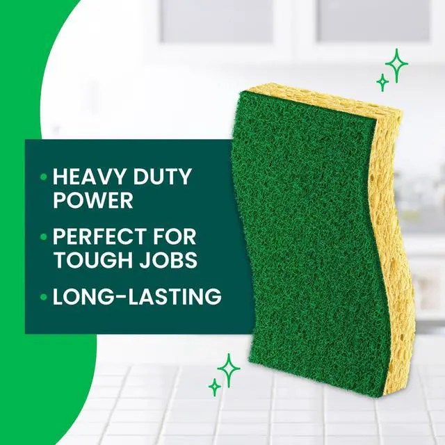 Alt view image 3 of 7 - (3 pack) Scotch-Brite Heavy Duty Cleaning Scrub Sponge, 3 Dish Sponges