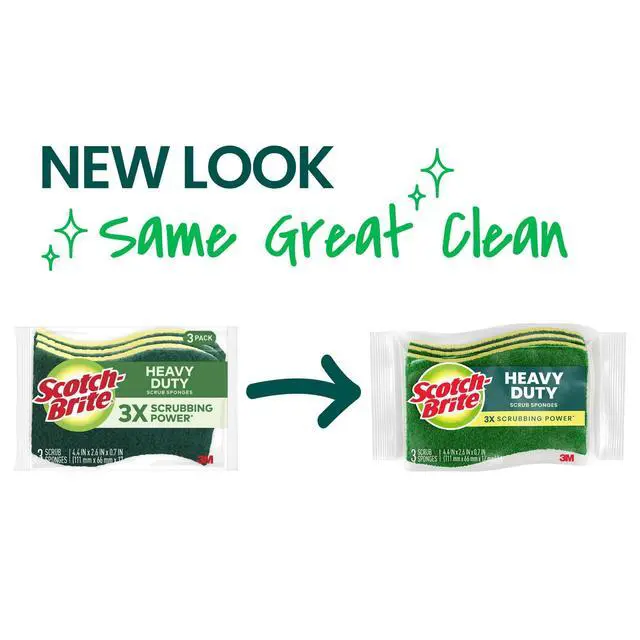 Alt view image 4 of 7 - (3 pack) Scotch-Brite Heavy Duty Cleaning Scrub Sponge, 3 Dish Sponges