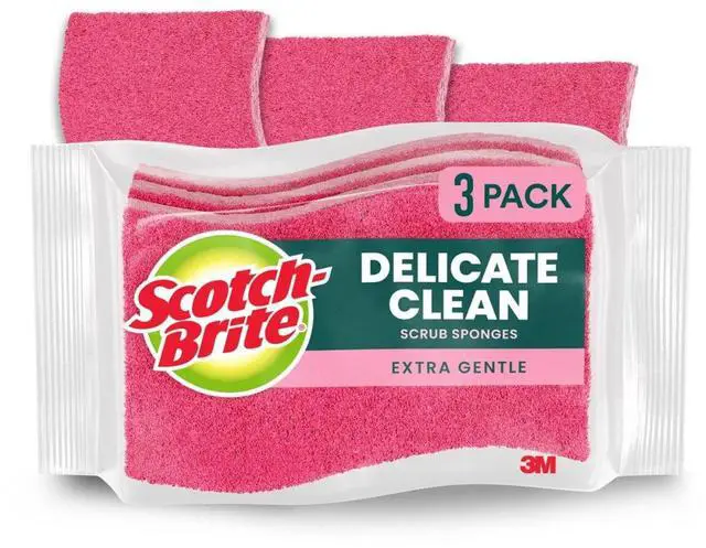 Main image of Scotch-Brite Sponge for Delicate Surfaces, Gentle Safe Clean, 3 Scrubbers