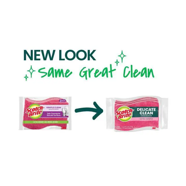 Alt view image 3 of 7 - Scotch-Brite Sponge for Delicate Surfaces, Gentle Safe Clean, 3 Scrubbers