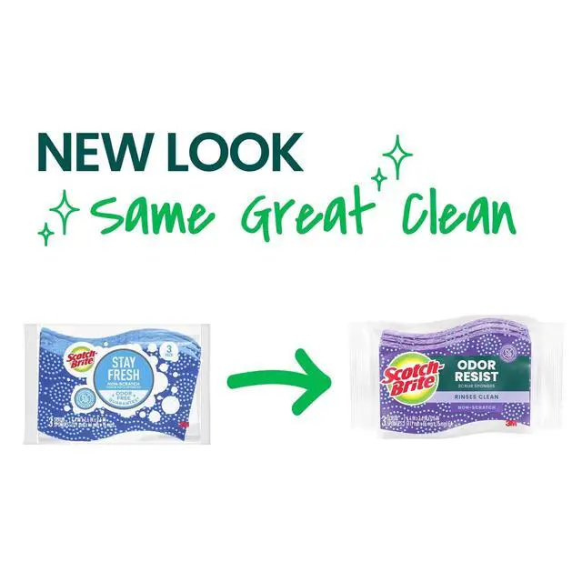 Alt view image 4 of 7 - Scotch-Brite Odor Resist Scrub Sponges, Non-Scratch, Rinses Clean, 3 Pack