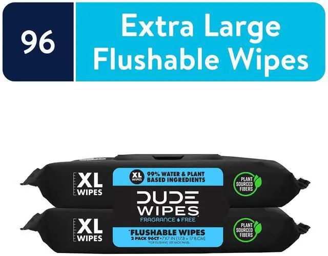 Main image of DUDE Wipes Flushable Wipes, XL Wet Wipes for At Home Use, Unscented, 48 Count, 2 Pack
