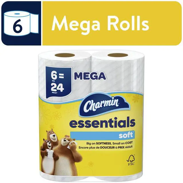 Main image of Charmin Essentials Soft Toilet Paper 6 Mega Rolls, 330 Sheets Per Roll