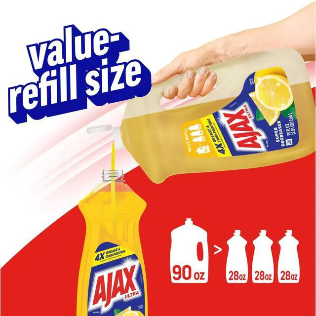 Alt view image 4 of 7 - Ajax Ultra Liquid Dish Soap, Super Degreaser, Mess-Free, Easy-Flip Cap, Lemon Scent, 90 fl oz