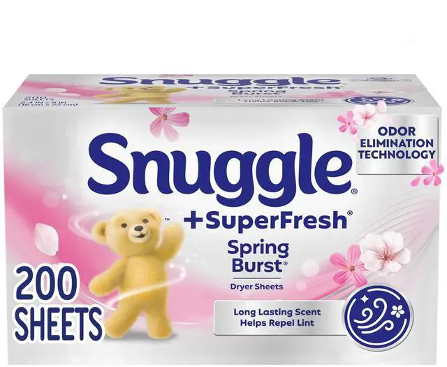 Main image of Snuggle Plus SuperFresh Fabric Softener Dryer Sheets with Static Control and Odor Eliminating Technology, Spring Burst, 200 Count