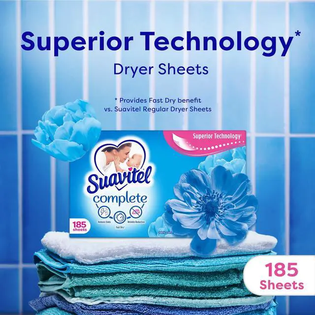 Alt view image 6 of 6 - Suavitel Complete Dryer Sheets, Fabric Conditioner, Field Flowers, 185 Sheets