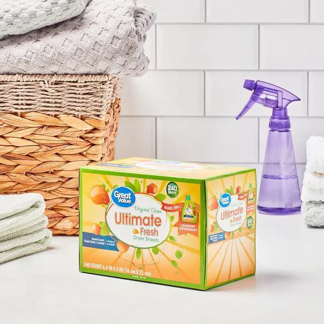 Alt view image 6 of 6 - Great Value Ultimate Fresh Dryer Sheets, Original Clean, 240 Count, Compare to Gain®