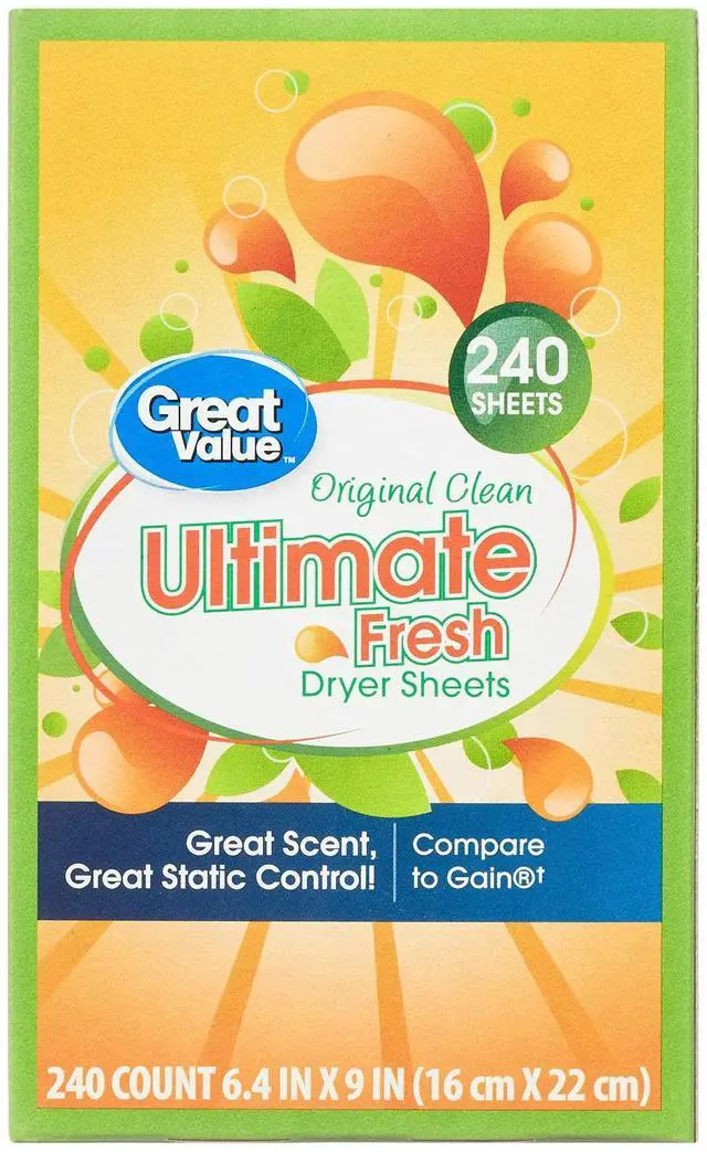 Main image of Great Value Ultimate Fresh Dryer Sheets, Original Clean, 240 Count, Compare to Gain®