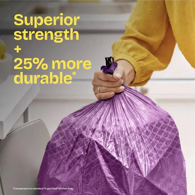 Alt view image 7 of 7 - Glad ForceFlex MaxStrength 13-Gallon Purple Drawstring Tall Kitchen Bags, Gain Moonlight Breeze Scent, 20 Bags