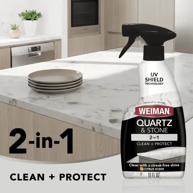 Alt view image 5 of 6 - Weiman 2-in-1 Quartz & Stone Countertop Cleaning Spray, Citrus Scent with UV Protection, 16 fl oz