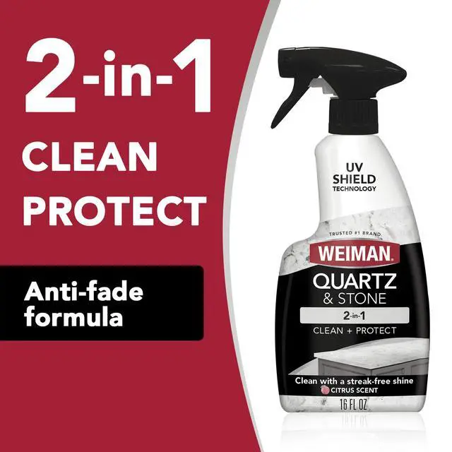 Alt view image 4 of 6 - Weiman 2-in-1 Quartz & Stone Countertop Cleaning Spray, Citrus Scent with UV Protection, 16 fl oz