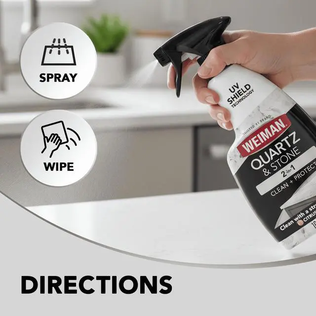 Alt view image 3 of 6 - Weiman 2-in-1 Quartz & Stone Countertop Cleaning Spray, Citrus Scent with UV Protection, 16 fl oz
