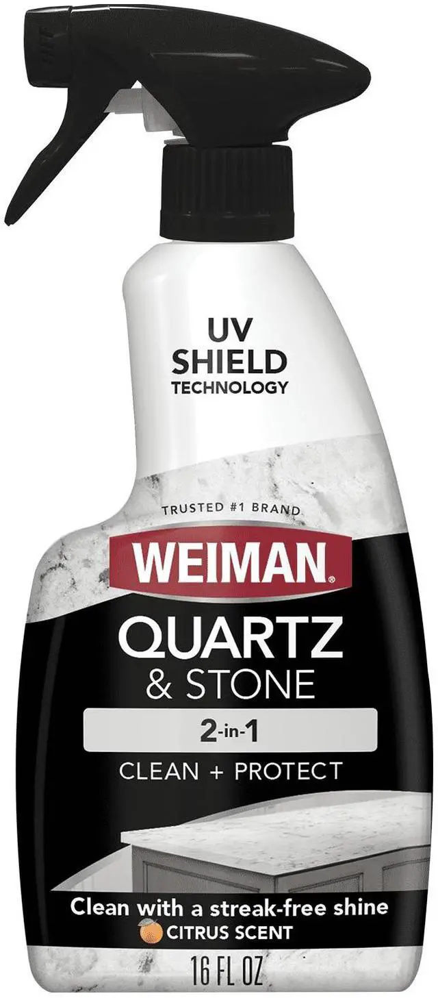 Main image of Weiman 2-in-1 Quartz & Stone Countertop Cleaning Spray, Citrus Scent with UV Protection, 16 fl oz