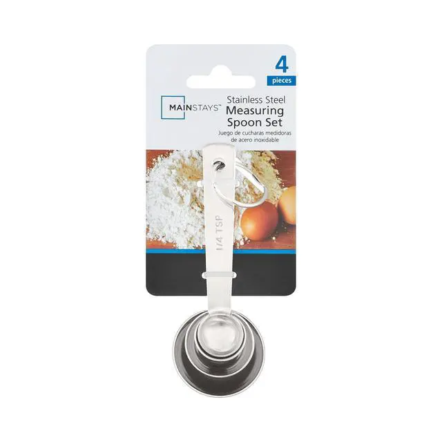 Alt view image 3 of 5 - Mainstays Kitchen Stainless Steel 4-Piece Nesting Measuring Spoons Set, Stainless Steel Finish