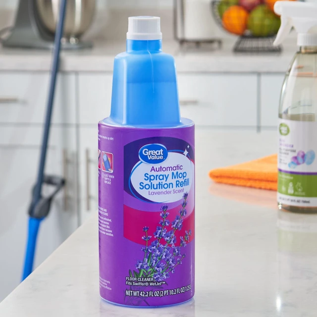 Alt view image 2 of 6 - Great Value Auto Spray Mop Floor Cleaning Solution Refill, 42 fl oz Lavender Scent, 1 Count