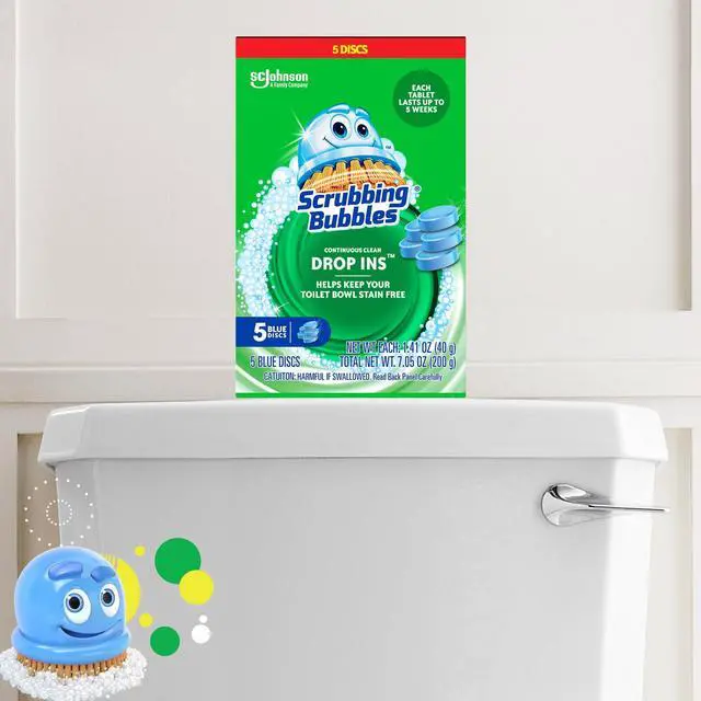 Alt view image 3 of 7 - Scrubbing Bubbles Continuous Clean Drop-Ins Discs, Toilet Bowl Cleaner Tablets, 5 Count