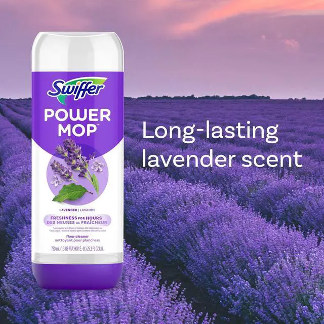 Main image of Swiffer Power Mop Refill Solution, Tile, Vinyl, Laminate, Wood, Floor Cleaner, Lavender, 25.3 fl oz