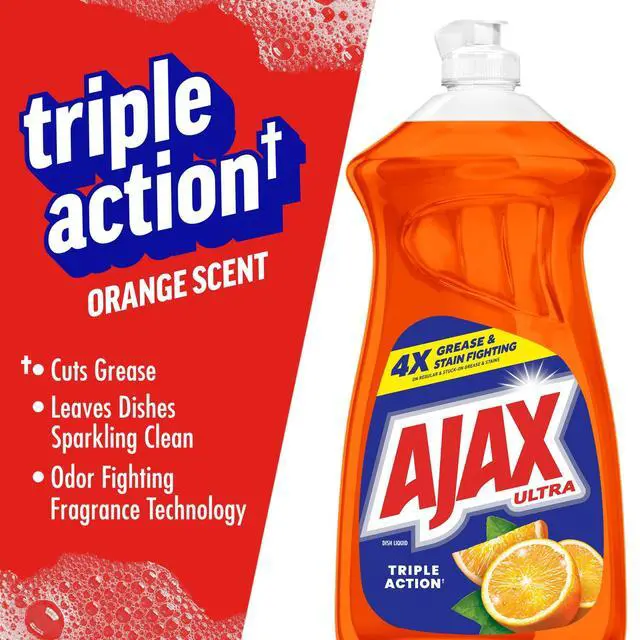 Alt view image 4 of 7 - Ajax Ultra Liquid Dish Soap, Triple Action, Mess-Free, Easy-Flip Cap, Orange Scent, 52 fl oz