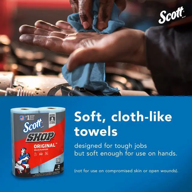 Alt view image 7 of 7 - Scott Multi-Purpose, Shop Towel, 2 Rolls, 55 Sheets Per Roll (110 Total Sheets)