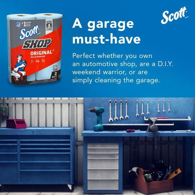 Alt view image 6 of 7 - Scott Multi-Purpose, Shop Towel, 2 Rolls, 55 Sheets Per Roll (110 Total Sheets)