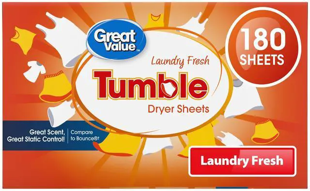 Main image of Great Value Tumble Dryer Sheets, Laundry Fresh, 180 Count, Compare to Bounce®