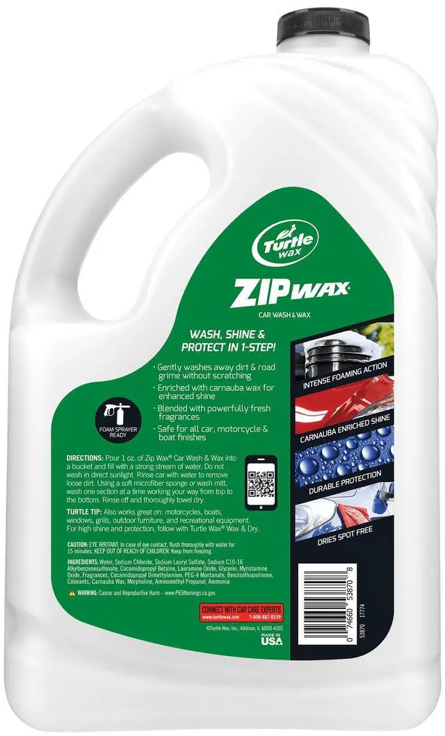 Alt view image 4 of 7 - Turtle Wax 53870 Zip Wax Quick and Easy Car Wash and Wax, 100 oz