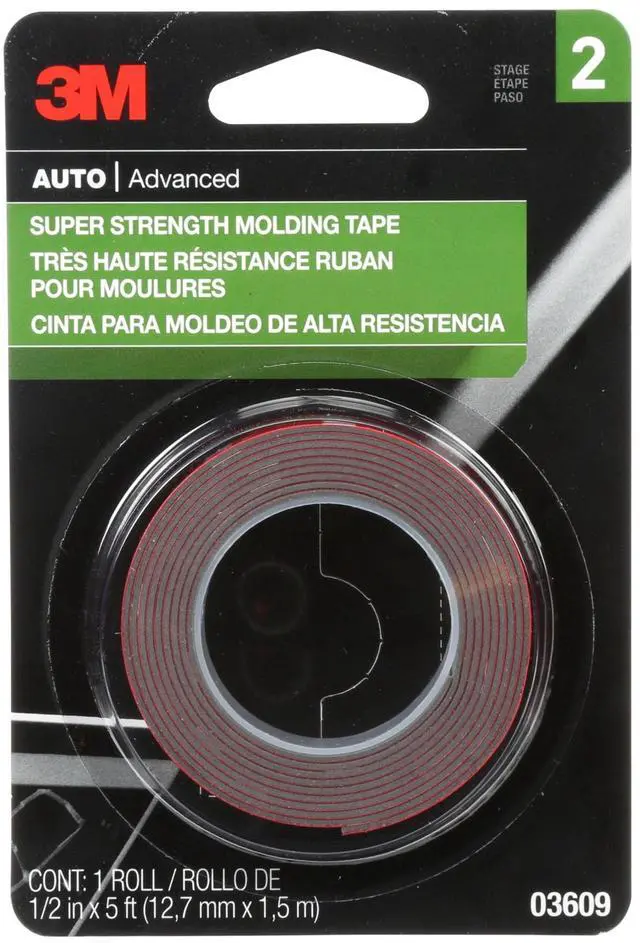 Main image of 3M Automotive Super Strength Molding Tape, Double-Sided Adhesive, 1/2" x 5 ft, 1 Roll