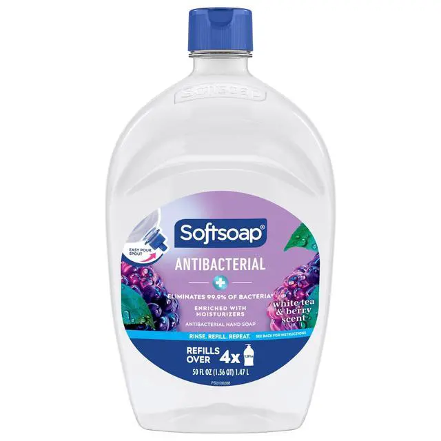 Alt view image 7 of 7 - Softsoap Antibacterial Liquid Hand Soap, New Easy Pour Spout, White Tea and Berry Scent, 50 fl oz