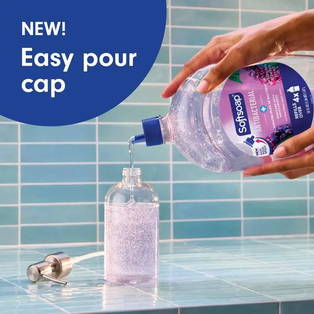 Alt view image 4 of 7 - Softsoap Antibacterial Liquid Hand Soap, New Easy Pour Spout, White Tea and Berry Scent, 50 fl oz