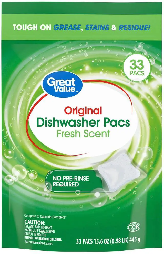 Main image of Great Value Original Dishwasher Pacs, Fresh Scent, 33 Count