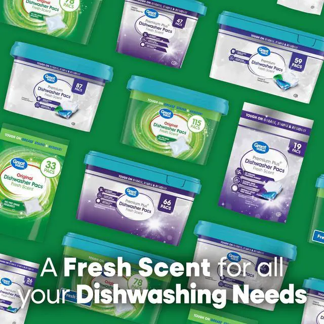 Alt view image 6 of 7 - Great Value Original Dishwasher Pacs, Fresh Scent, 33 Count