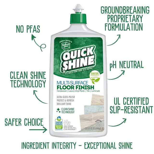 Alt view image 2 of 7 - Quick Shine Multi-Surface Floor Finish, PFAS-Free Formula, All Purpose Household Floor Polish, 27 fl oz