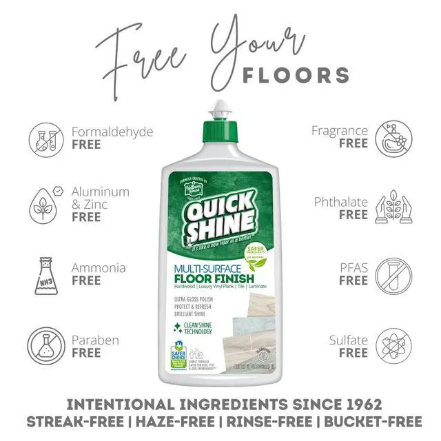 Alt view image 3 of 7 - Quick Shine Multi-Surface Floor Finish, PFAS-Free Formula, All Purpose Household Floor Polish, 27 fl oz