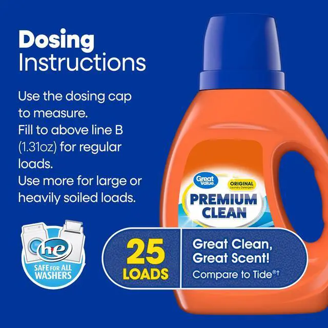 Alt view image 4 of 7 - Great Value Premium Clean Original Laundry Detergent 34 fl oz, 25 loads