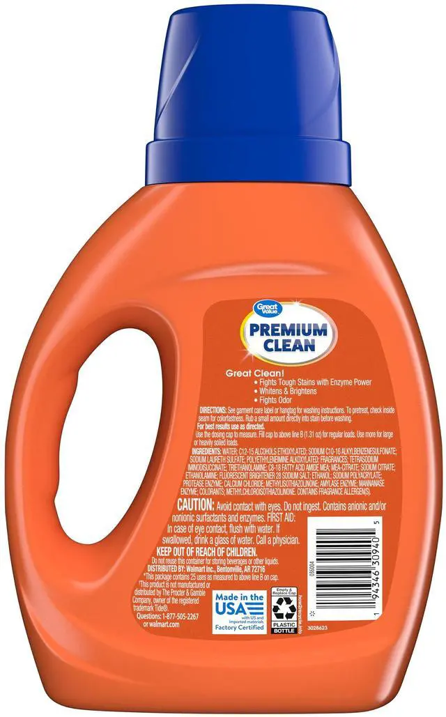 Alt view image 3 of 7 - Great Value Premium Clean Original Laundry Detergent 34 fl oz, 25 loads