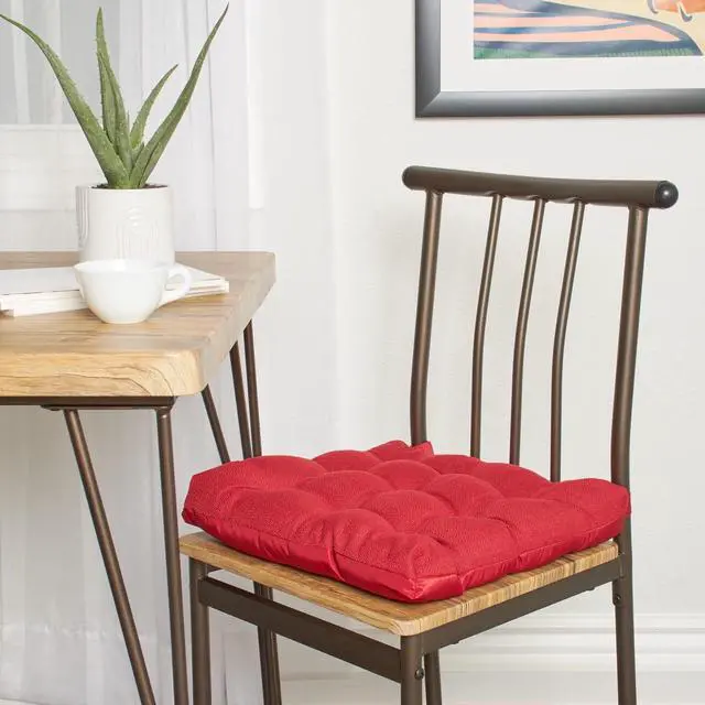 Alt view image 5 of 5 - Mainstays Textured Chair Seat Pad (Chair Cushion), Red Color, 1-Piece, 15.5" x 16"