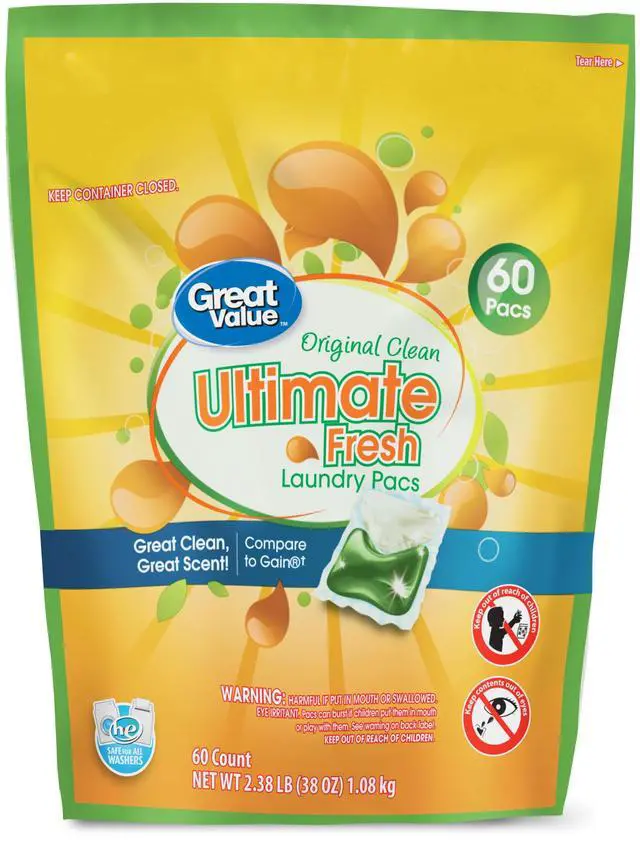 Main image of Great Value Ultimate Fresh Laundry Pacs, Original Clean, 60 Count