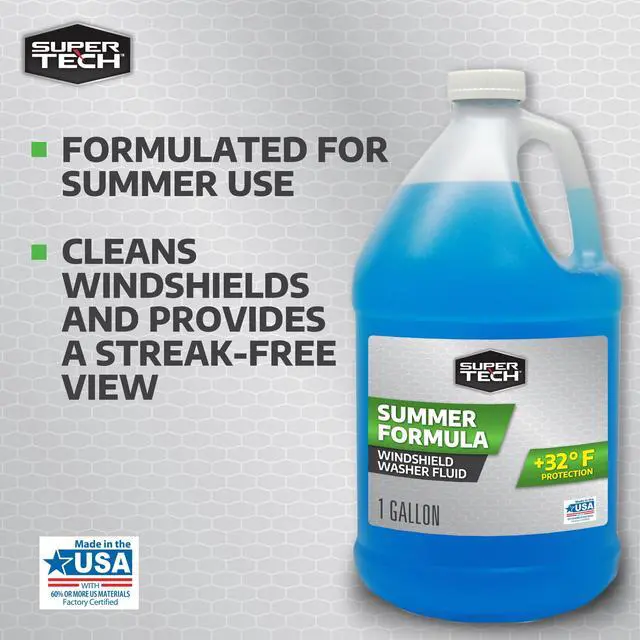 Alt view image 2 of 7 - (2 pack) Super Tech Summer Formula +32F Windshield Washer Fluid for All Vehicle Types, 1 Gallon
