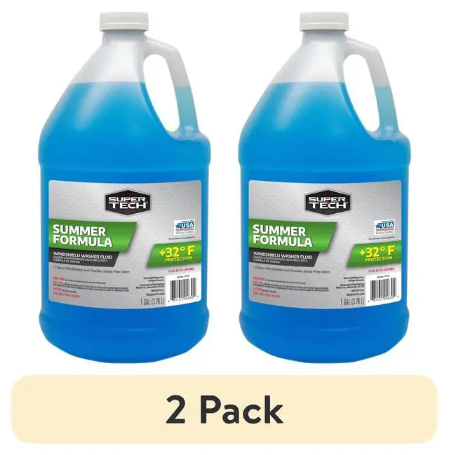 Alt view image 7 of 7 - (2 pack) Super Tech Summer Formula +32F Windshield Washer Fluid for All Vehicle Types, 1 Gallon