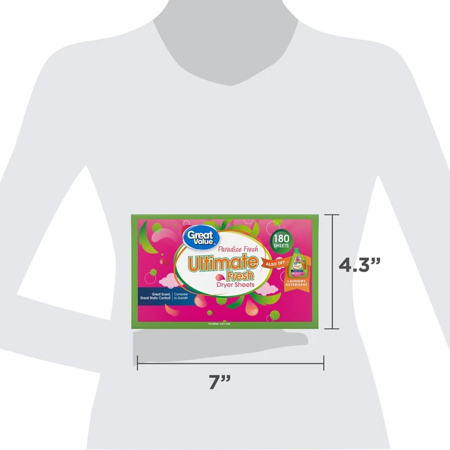 Alt view image 3 of 5 - Great Value Ultimate Fresh Dryer Sheets, Paradise Fresh, 180 Count, Compare to Gain®