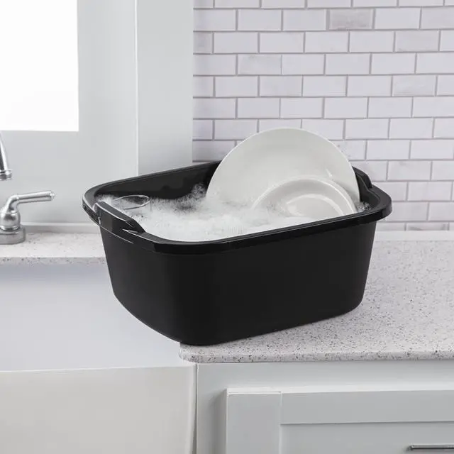 Alt view image 4 of 6 - Sterilite 18 Qt. Dishpan, Multi-Purpose Plastic Wash Tub, Kitchen, Sink, Black