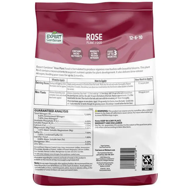 Alt view image 7 of 7 - Expert Gardener Rose Plant Food Fertilizer 12-6-10, 4 lb.