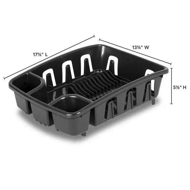 Alt view image 6 of 6 - Sterilite DrainRack, Dishrack and Drainboard All-in-One, Inclined Base for Draining, Black