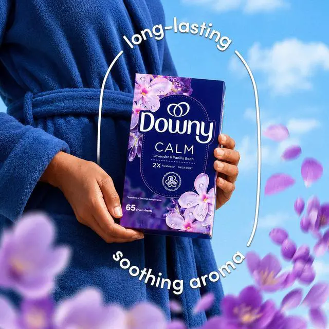 Alt view image 4 of 6 - Downy CALM, Mega Dryer Sheets, Lavender and Vanilla Bean, 80 Count