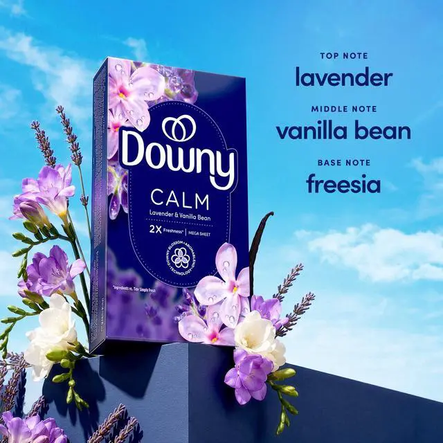 Alt view image 2 of 6 - Downy CALM, Mega Dryer Sheets, Lavender and Vanilla Bean, 80 Count