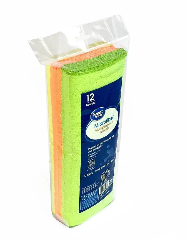 Main image of Great Value Multipurpose Microfiber Household Cleaning Cloth & Wipe, Multicolor, 12 Count