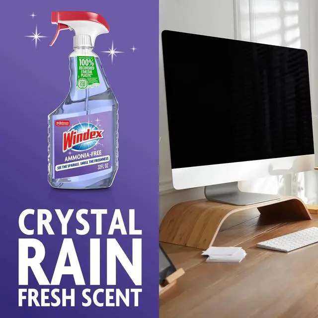 Alt view image 4 of 6 - Windex Ammonia-Free Glass, Window, Mirror, and Windshield Cleaner, Crystal Rain Scent, Spray Bottle, 32 fl oz