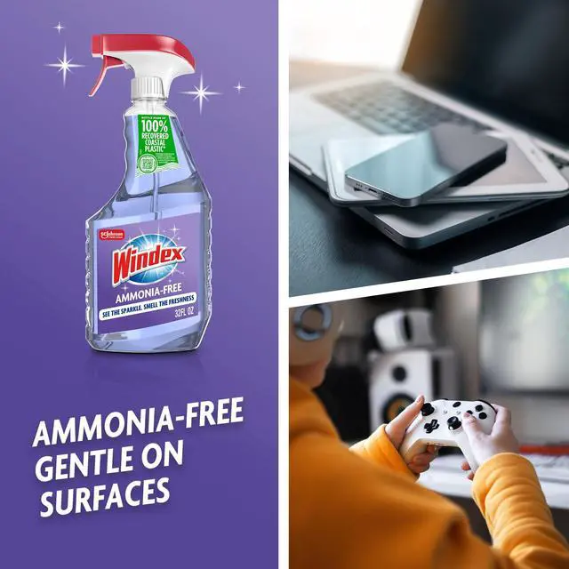 Alt view image 3 of 6 - Windex Ammonia-Free Glass, Window, Mirror, and Windshield Cleaner, Crystal Rain Scent, Spray Bottle, 32 fl oz